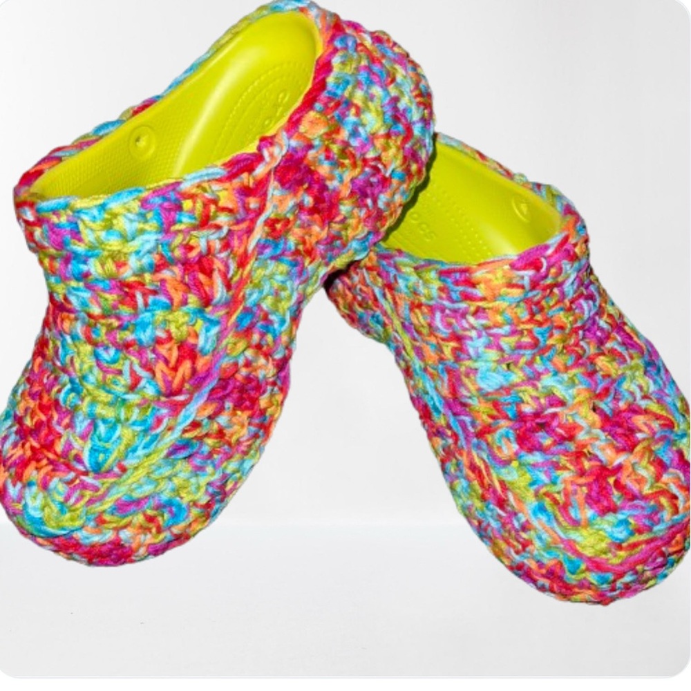 🌈 Colorful Crochet Platform Clogs – Handmade Vibes
